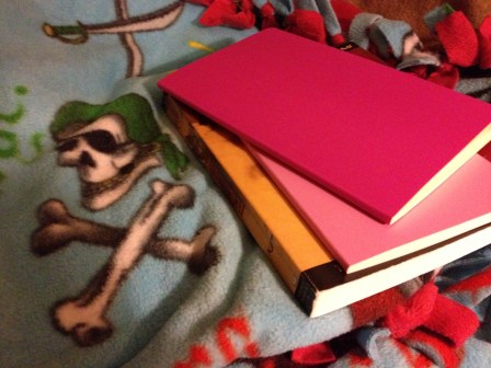 My Moleskine journals and my pirate blanket. Both were necessary this week.  Yarrr.
